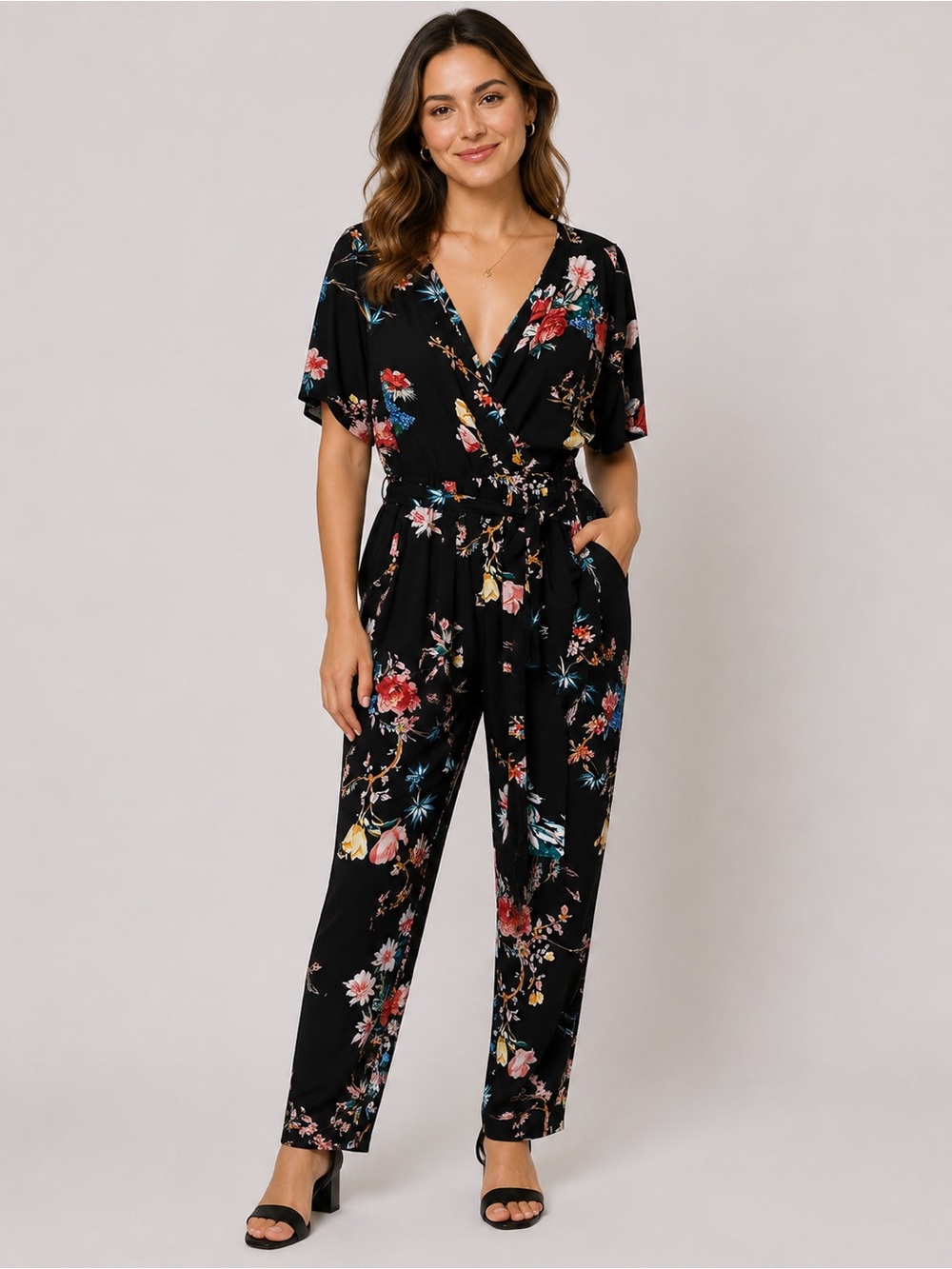 INC International Concepts Floral Maxi Dress Black Multi Size Medium